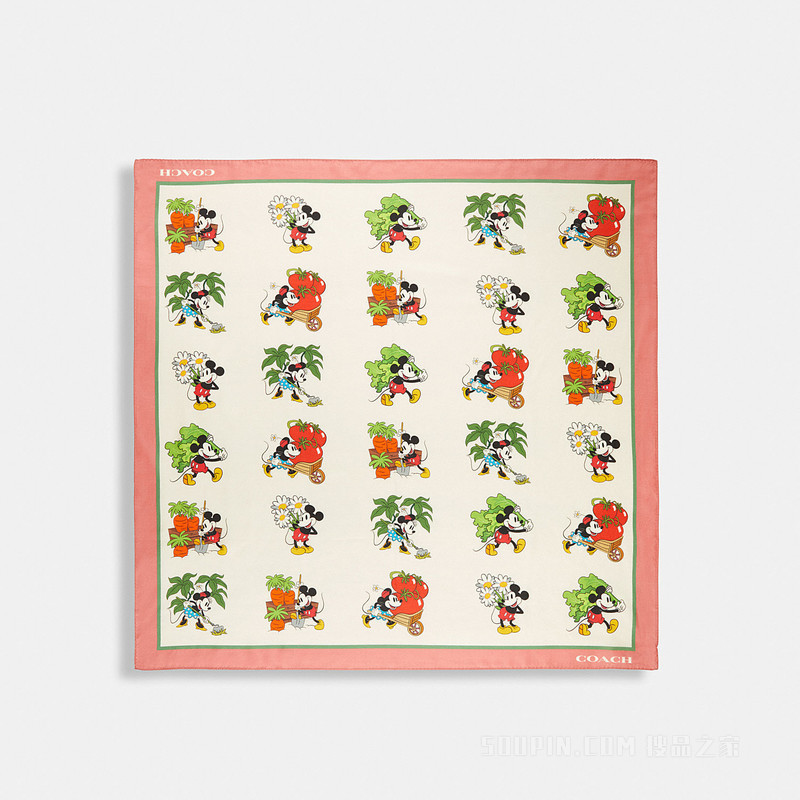 DISNEY X COACH印花丝绸方形围巾 KH/MC
