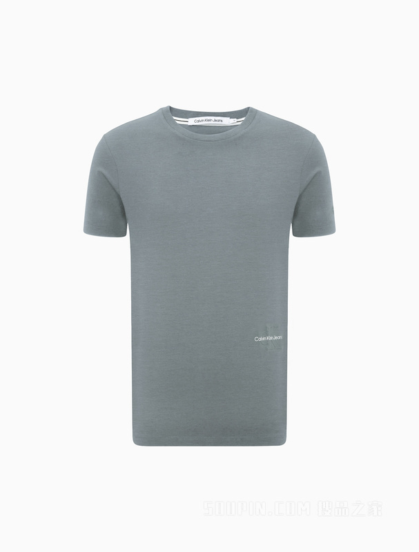 Calvin Klein 23春季新款男士经典交叠LOGO透气圆领修身短袖T恤J324127