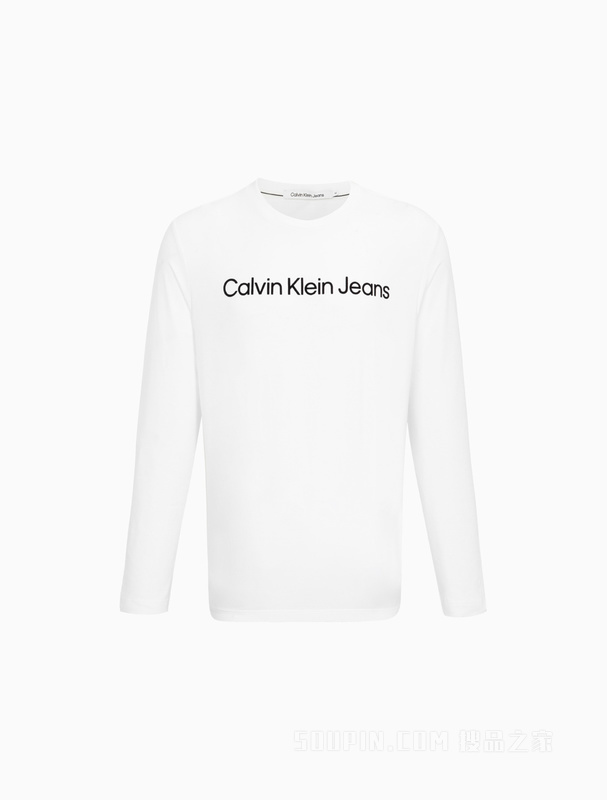 Calvin Klein 春秋男士休闲舒适经典撞色LOGO透气打底长袖T恤J322371