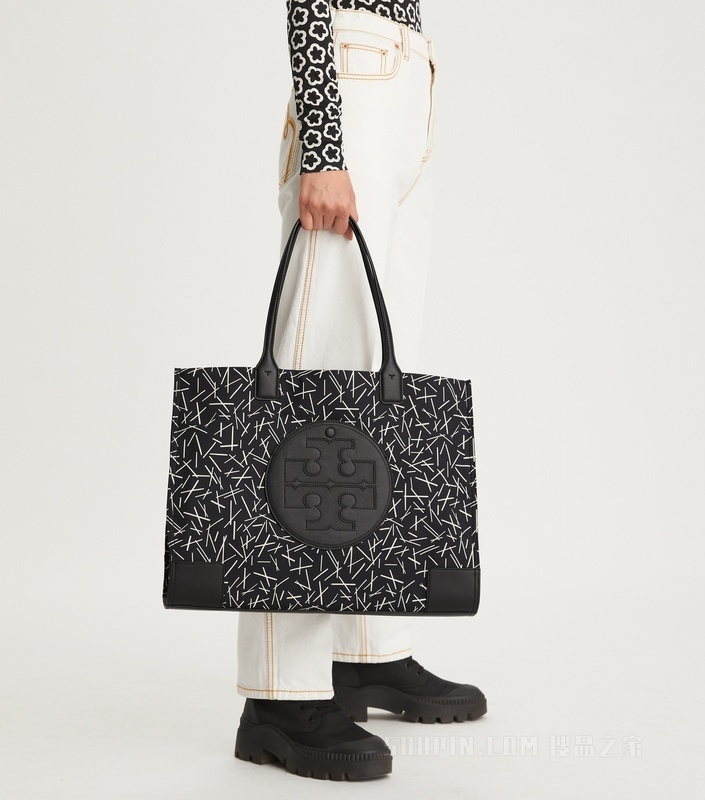 Ella 印花托特包 黑色