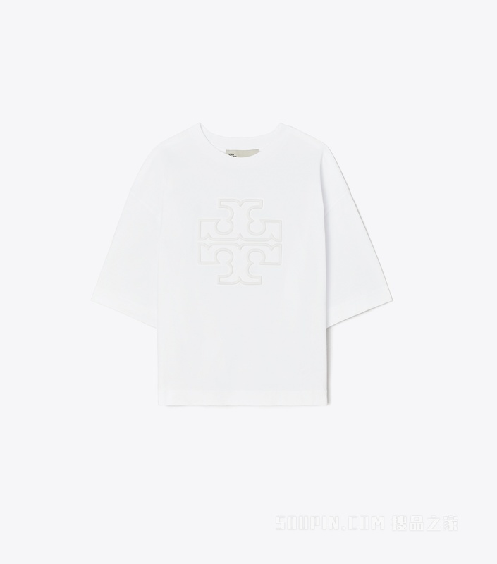 Logo 休闲剪裁 T 恤 白色