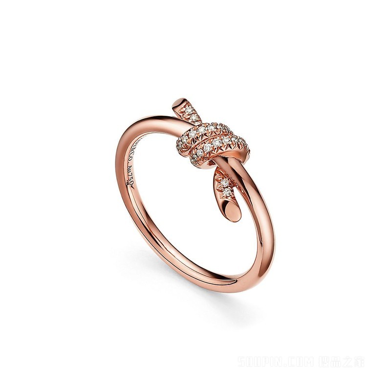 Tiffany Knot 系列 18K 玫瑰金镶钻戒指
