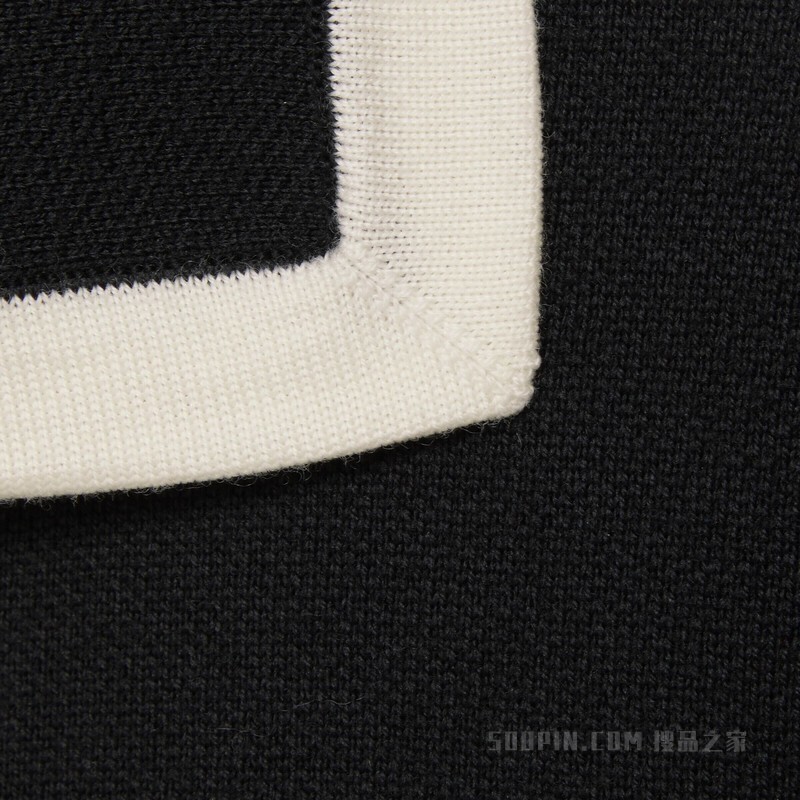 GG珠地棉提花Polo羊毛衫 黑色