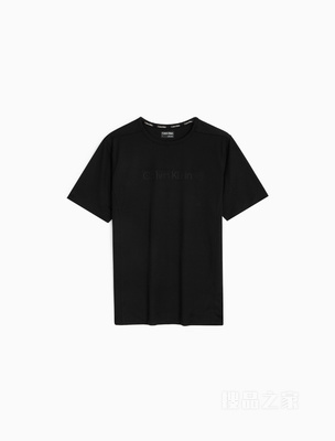 Calvin Klein 23春季新款男士简约顺色胶质LOGO圆领透气短袖T恤4MS3K107