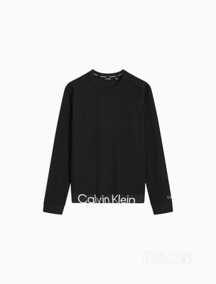 Calvin Klein 23春季新款男士简约LOGO提花织带圆领跑步卫衣4MS3W300