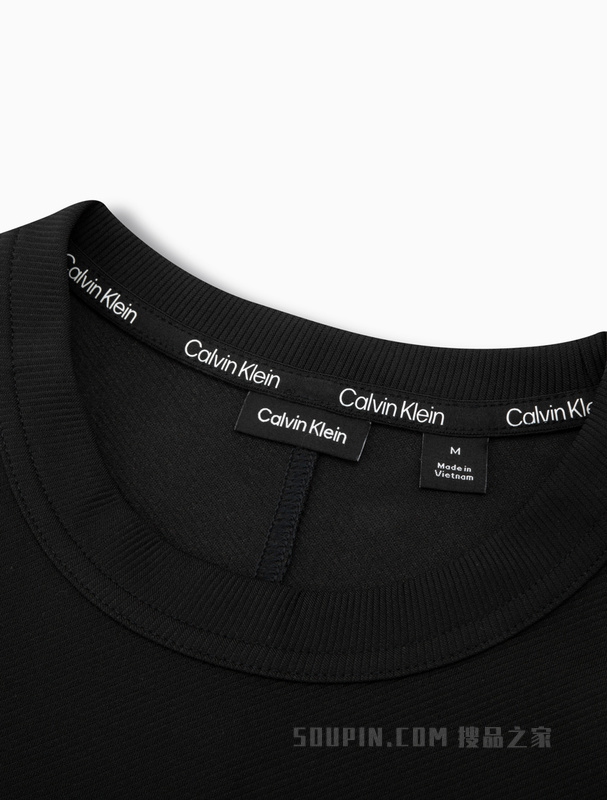 Calvin Klein 23春季新款男士简约LOGO提花织带圆领跑步卫衣4MS3W300