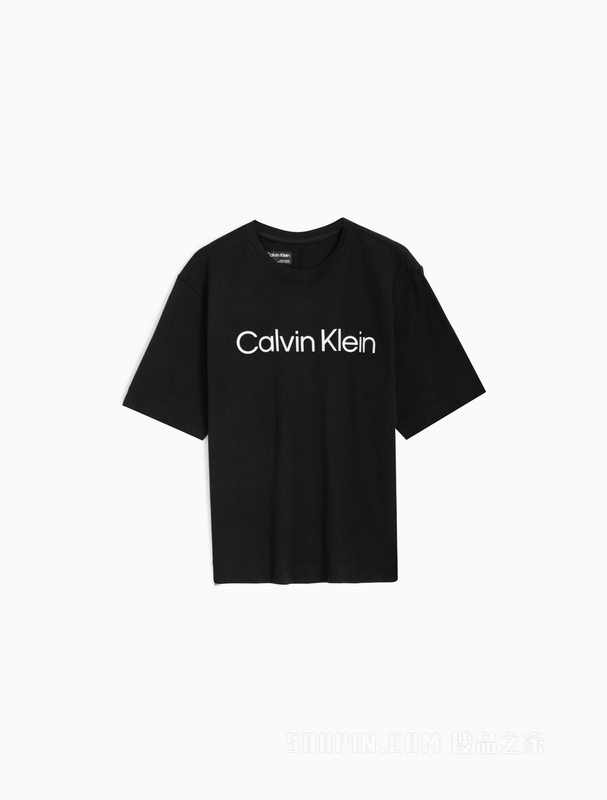 Calvin Klein 23春季新款女士简约LOGO印花宽松跑步健身短袖T恤4WS3K128