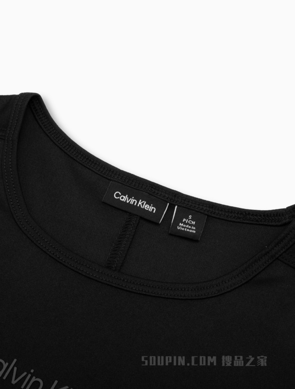 Calvin Klein 23春季新款女士简约胶质LOGO圆领跑步健身短袖T恤4WS3K108