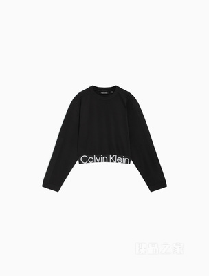 Calvin Klein 23春季新款女士LOGO提花织带落肩斜纹运动卫衣4WS3W303