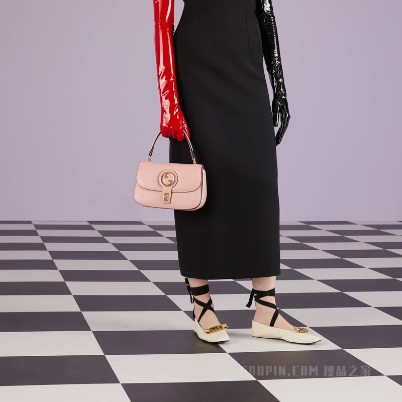 Gucci Blondie系列手提包 浅粉色皮革