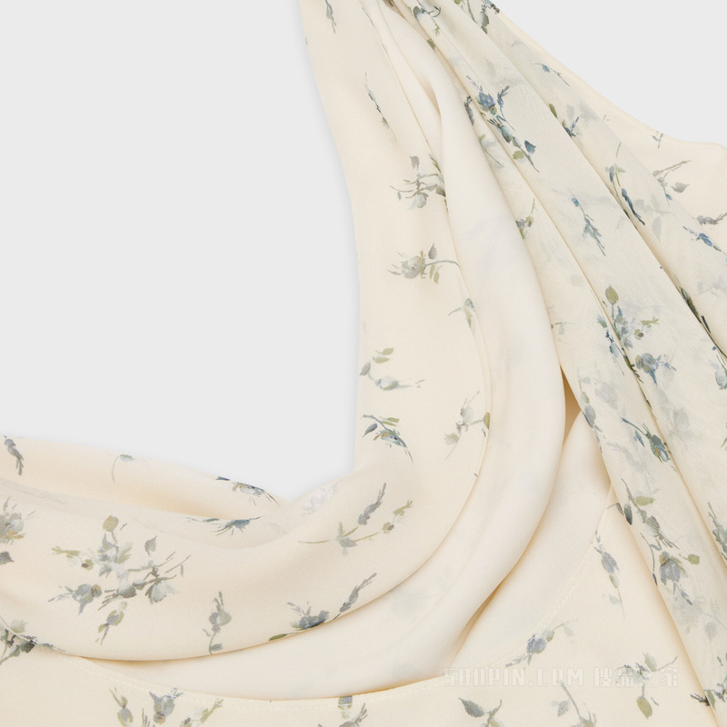 桑蚕丝薄绸丝巾露背连衣裙 27125