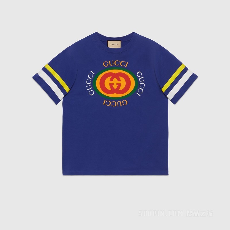 针织棉T恤 蓝色