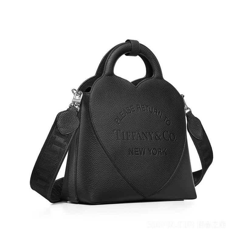 Return to Tiffany™ 系列黑色皮革小号托特包