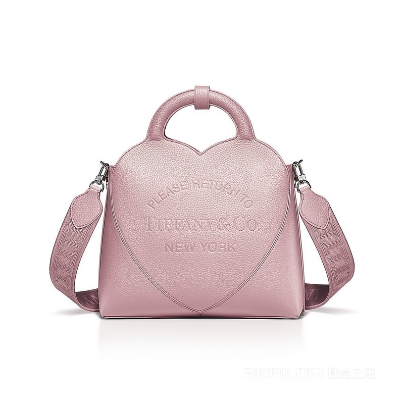 Return to Tiffany™ 系列水晶粉色皮革小号托特包