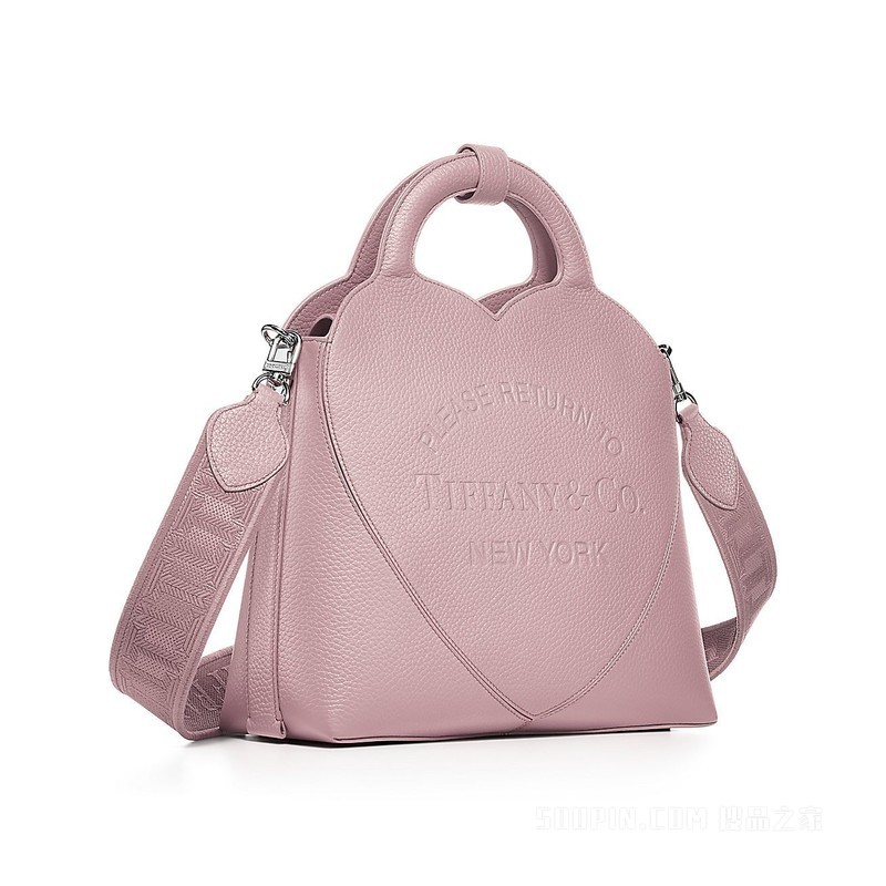 Return to Tiffany™ 系列水晶粉色皮革小号托特包