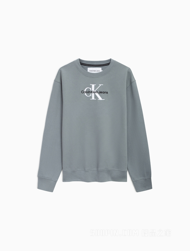 Calvin Klein 23春季新款男士时尚重叠字母刺绣纯棉宽松卫衣J323160