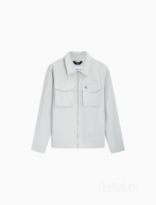 Calvin Klein 23春季新款男士简约刺绣字母拉链翻领工装夹克J323682