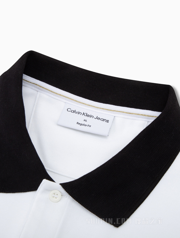 Calvin Klein 23春季新款男士简约字母刺绣撞色翻领短袖POLO衫J322670