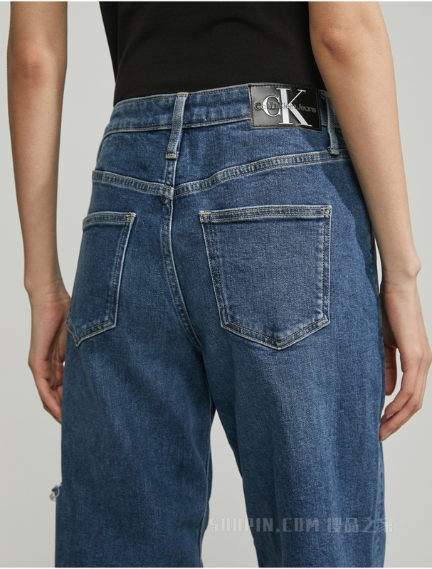 【复刻90系列】Calvin Klein 23春季女潮流撕裂破洞宽松牛仔裤J221027
