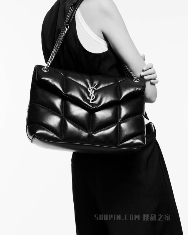 PUFFER中号绗缝羊皮手袋