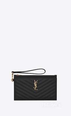 CASSANDRE SAINT LAURENT MATELASSÉ绗缝粒面皮革大号手拿钱包