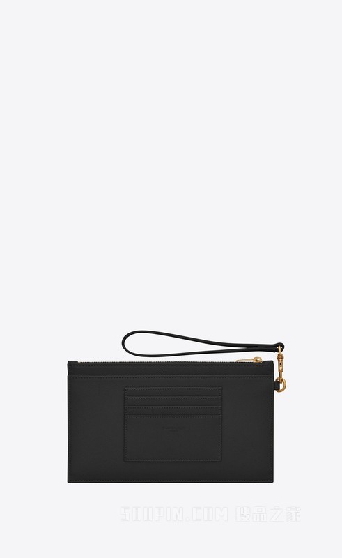 CASSANDRE SAINT LAURENT MATELASSÉ绗缝粒面皮革大号手拿钱包