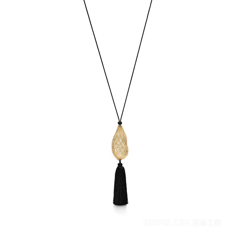 Elsa Peretti® Bean design 系列 18K 黄金镶嵌水晶项链
