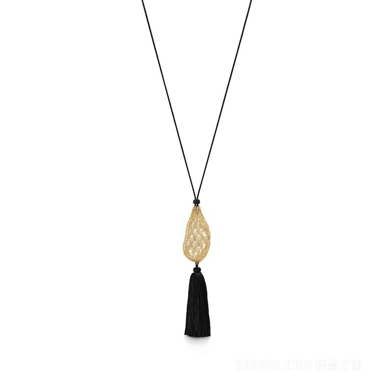 Elsa Peretti® Bean design 系列 18K 黄金镶嵌水晶项链