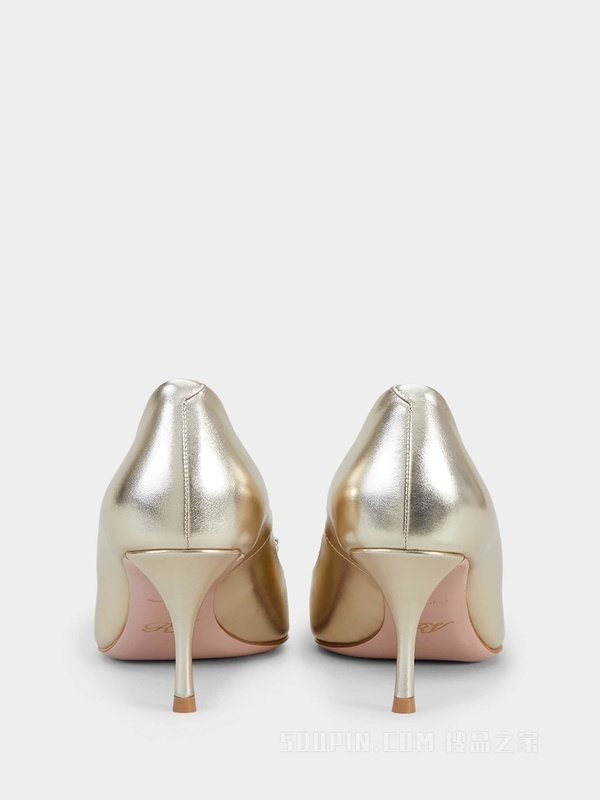 Flower Strass花钻纳帕皮革高跟鞋 金色