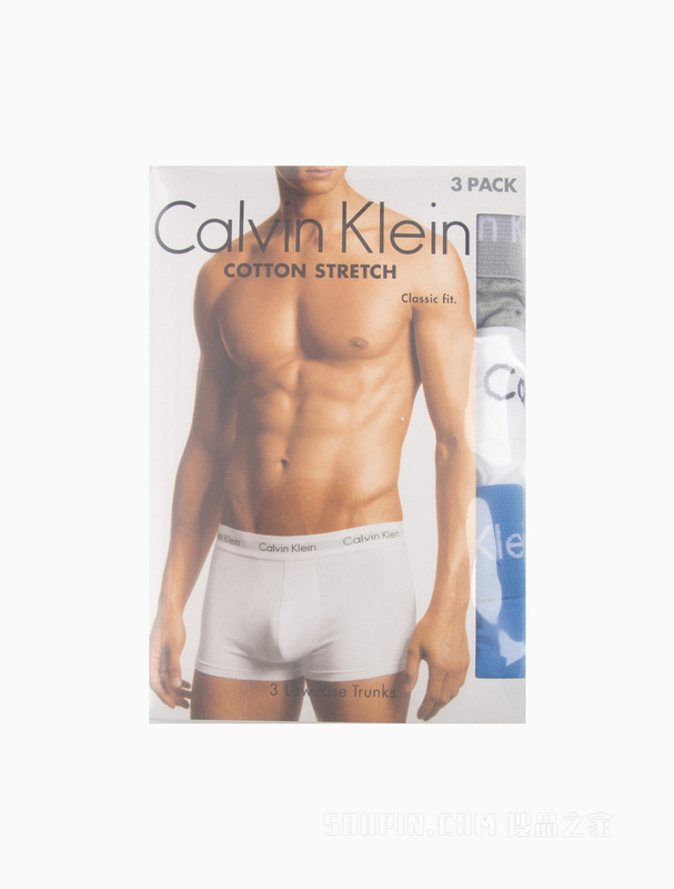 Calvin Klein 23春季男士三条装循环LOGO腰边棉质低腰贴身平角内裤U2664