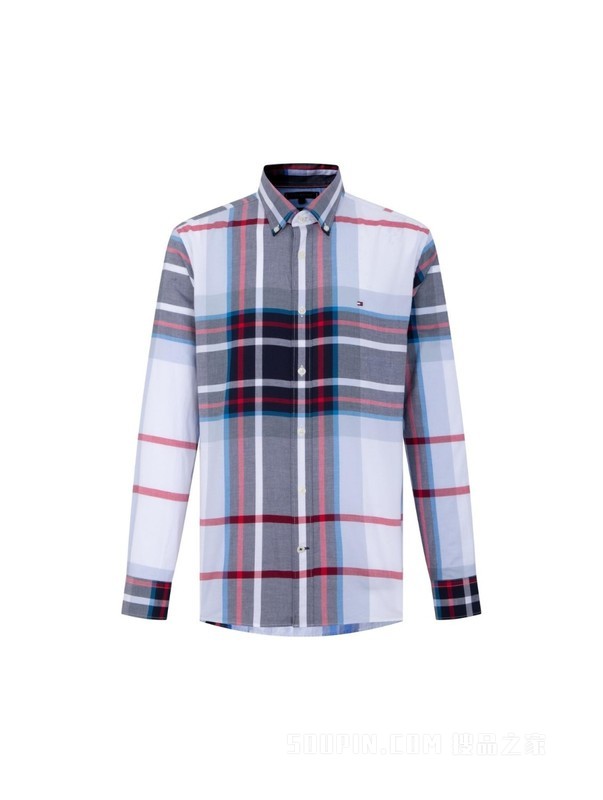 23新款春季男装纯棉牛津纺时尚拼色尖角扣休闲衬衫30626