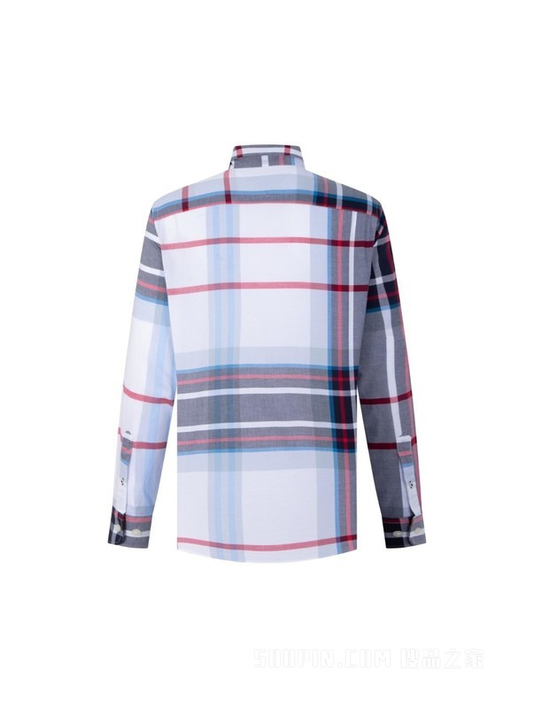 23新款春季男装纯棉牛津纺时尚拼色尖角扣休闲衬衫30626