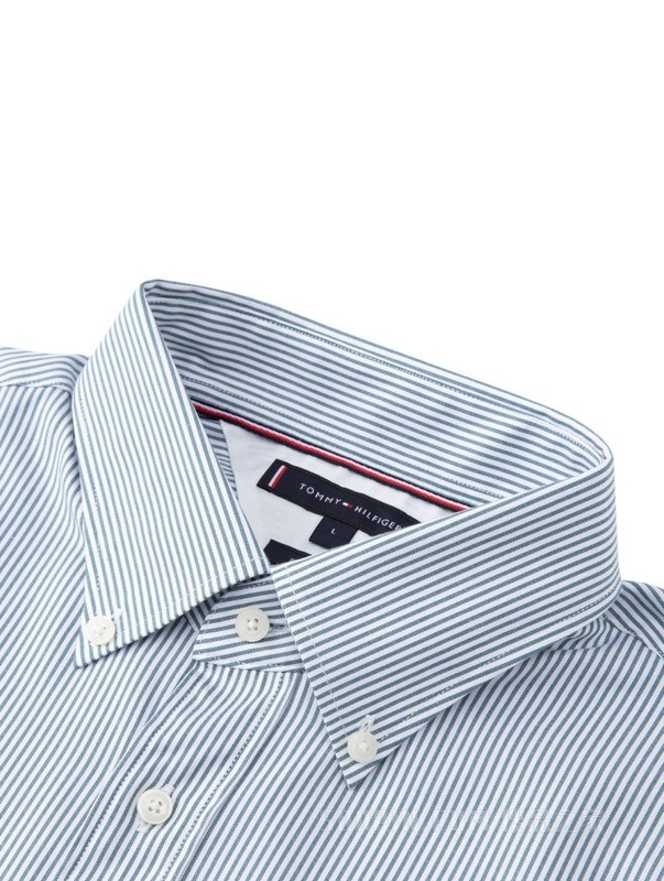 23新款春季男装纯棉牛津纺细条纹商务休闲衬衫MW0MW30650