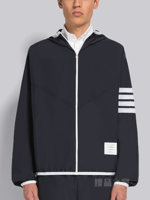 男士四条纹防裂尼龙拉链连帽衫