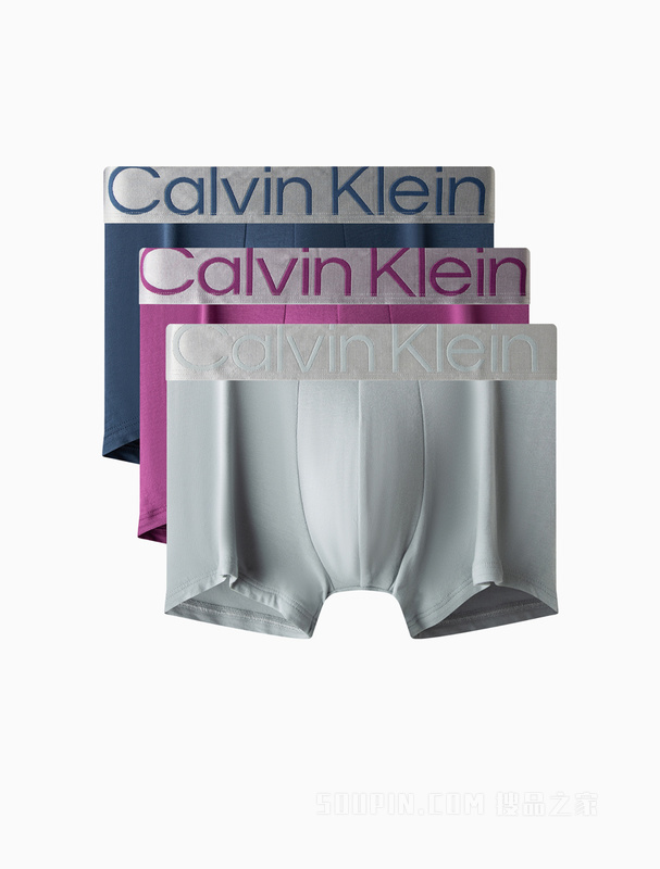 Calvin Klein 23春季男士三条装醒目大LOGO棉质防夹臀贴身平角内裤NB3130