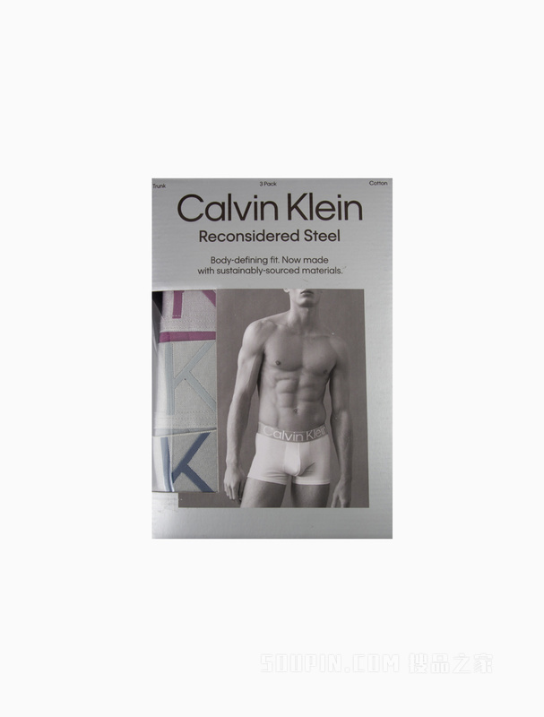 Calvin Klein 23春季男士三条装醒目大LOGO棉质防夹臀贴身平角内裤NB3130