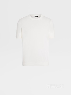 白色 Premium 棉质短袖针织 T 恤
