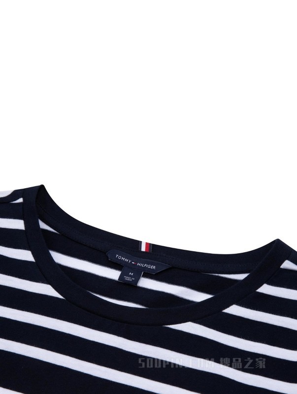 23新款春夏女装纯棉时尚拼色条纹圆领短袖连衣裙76J4035