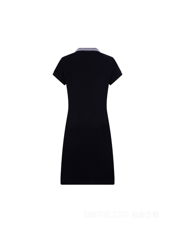 23新款春夏女装简约绣标修身显瘦撞色V领POLO连衣裙76J4038