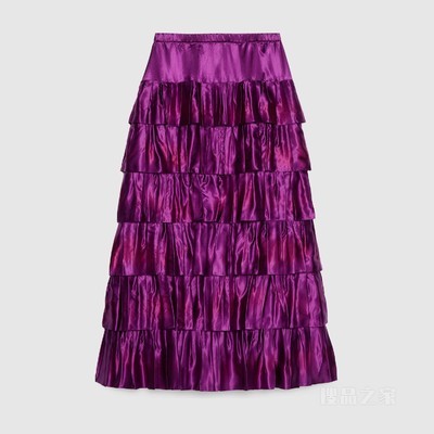 荷叶边闪耀硬缎半身裙 紫色