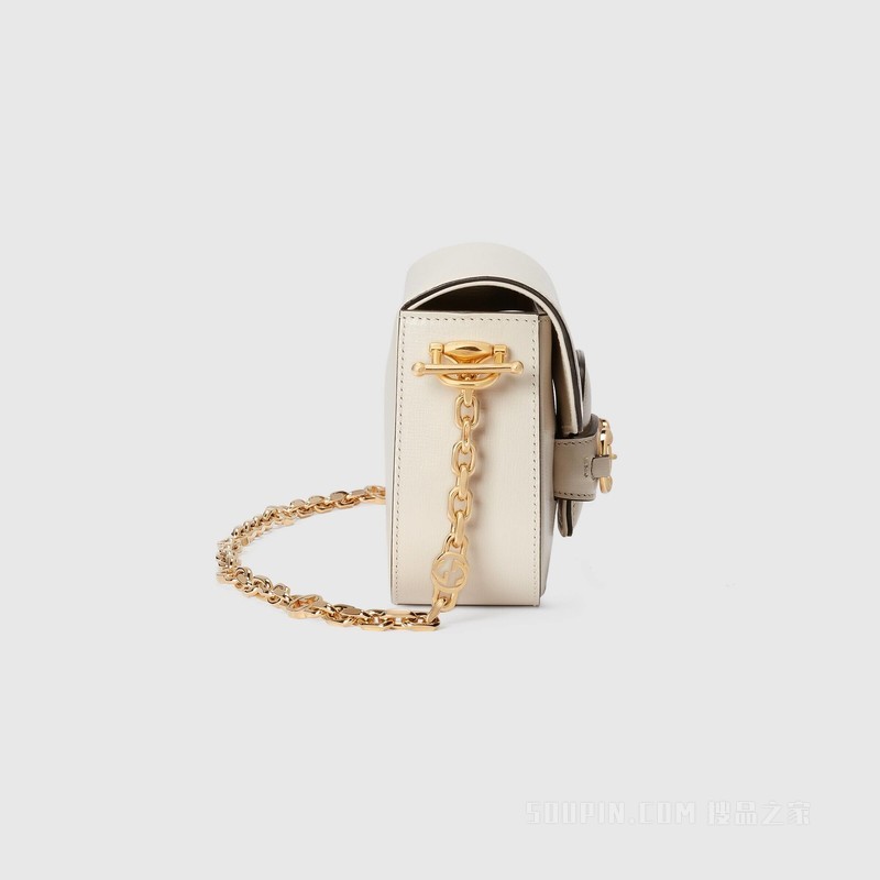 Gucci Horsebit 1955系列小号肩背包 白色皮革