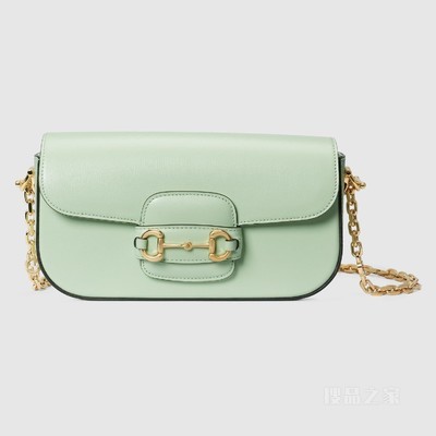 Gucci Horsebit 1955系列小号肩背包 浅绿色皮革