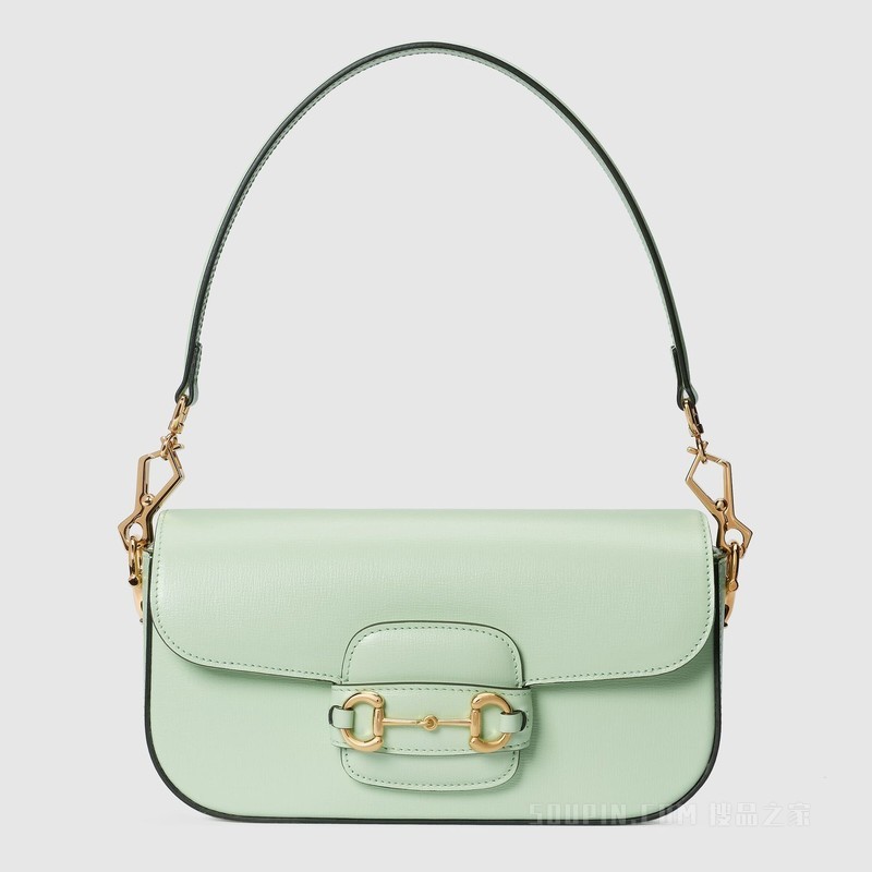 Gucci Horsebit 1955系列小号肩背包 浅绿色皮革