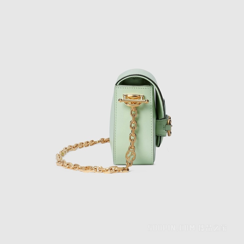 Gucci Horsebit 1955系列小号肩背包 浅绿色皮革