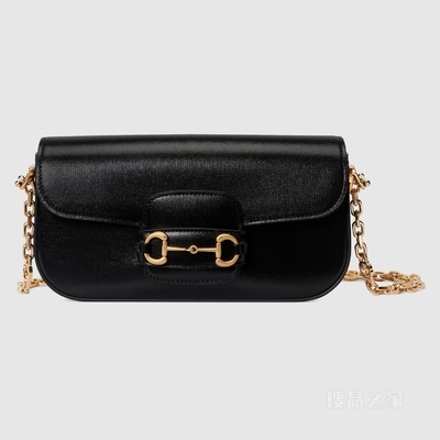 Gucci Horsebit 1955系列小号肩背包 黑色皮革