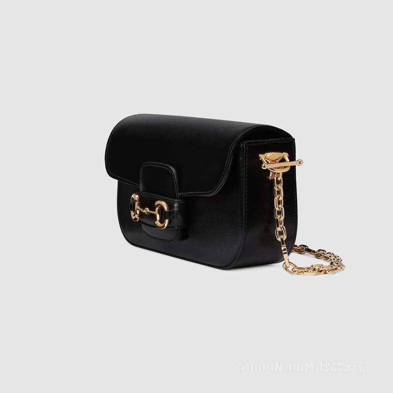 Gucci Horsebit 1955系列小号肩背包 黑色皮革