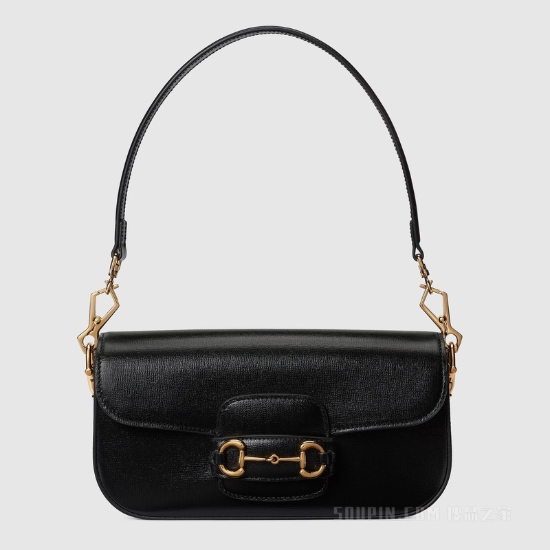 Gucci Horsebit 1955系列小号肩背包 黑色皮革