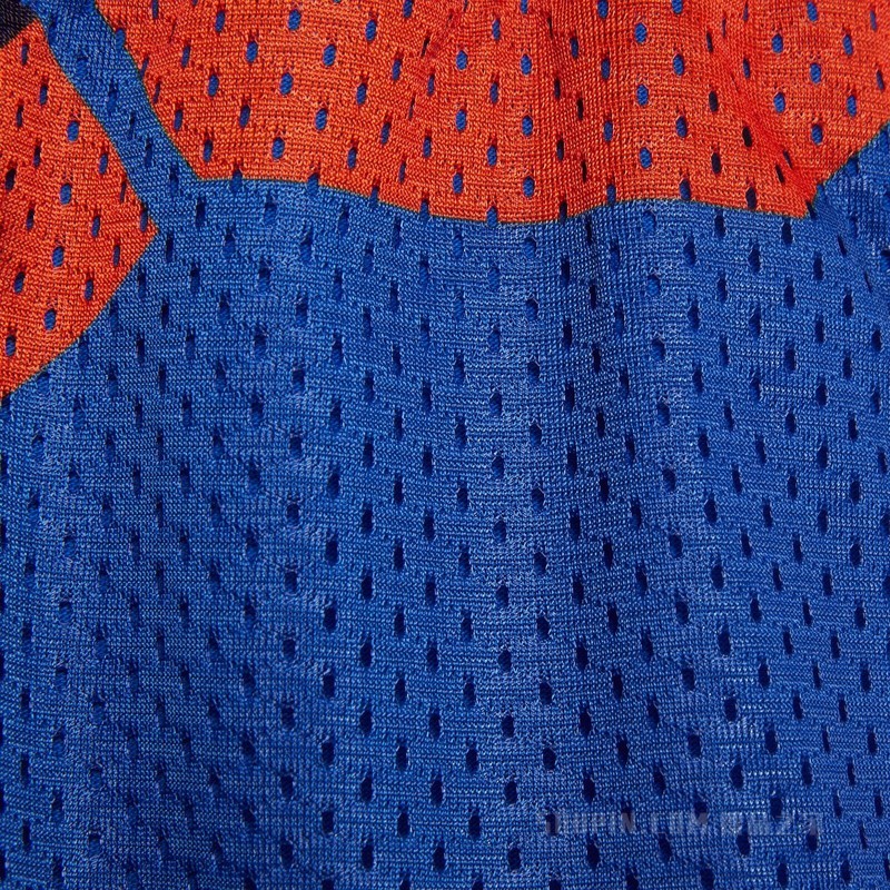 GG印花网眼篮球短裤 蓝色和橙色