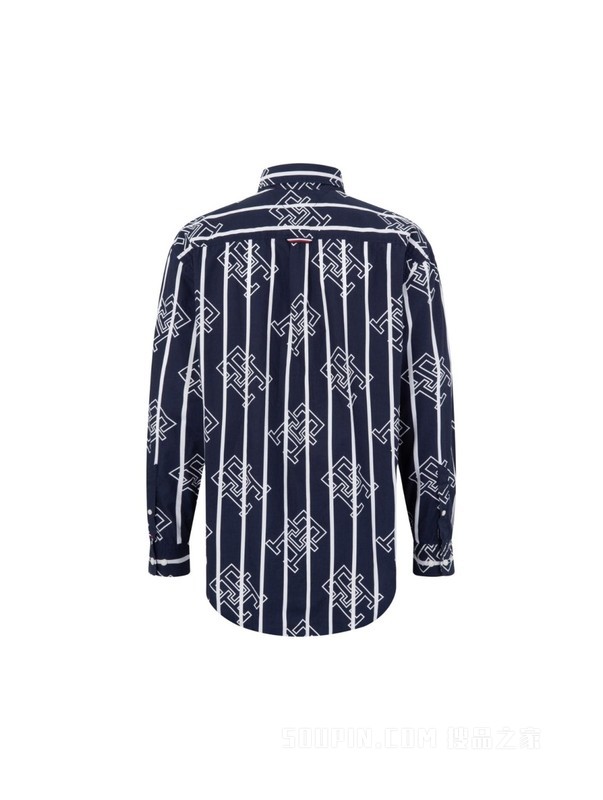 23新款春季男装纯棉府绸时尚条纹满印长袖衬衫MW0MW30914