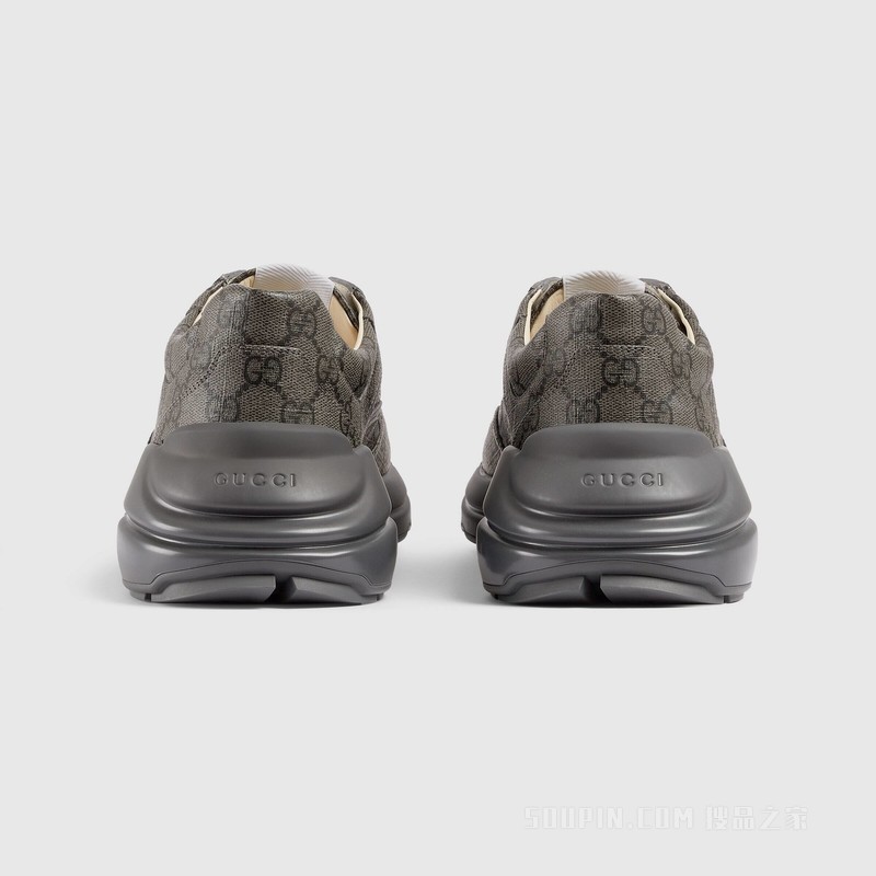 Rhyton系列男士GG运动鞋 灰色和石墨灰GG Supreme帆布